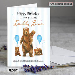 Personalized Birthday Greeting Card Amazing Daddy Bear From Children