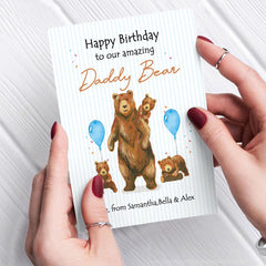 Personalized Birthday Greeting Card Amazing Daddy Bear From Children