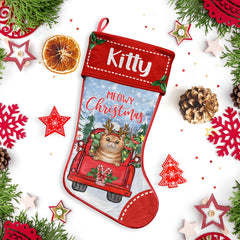 Personalized Cat Christmas Stocking Meowy Christmas