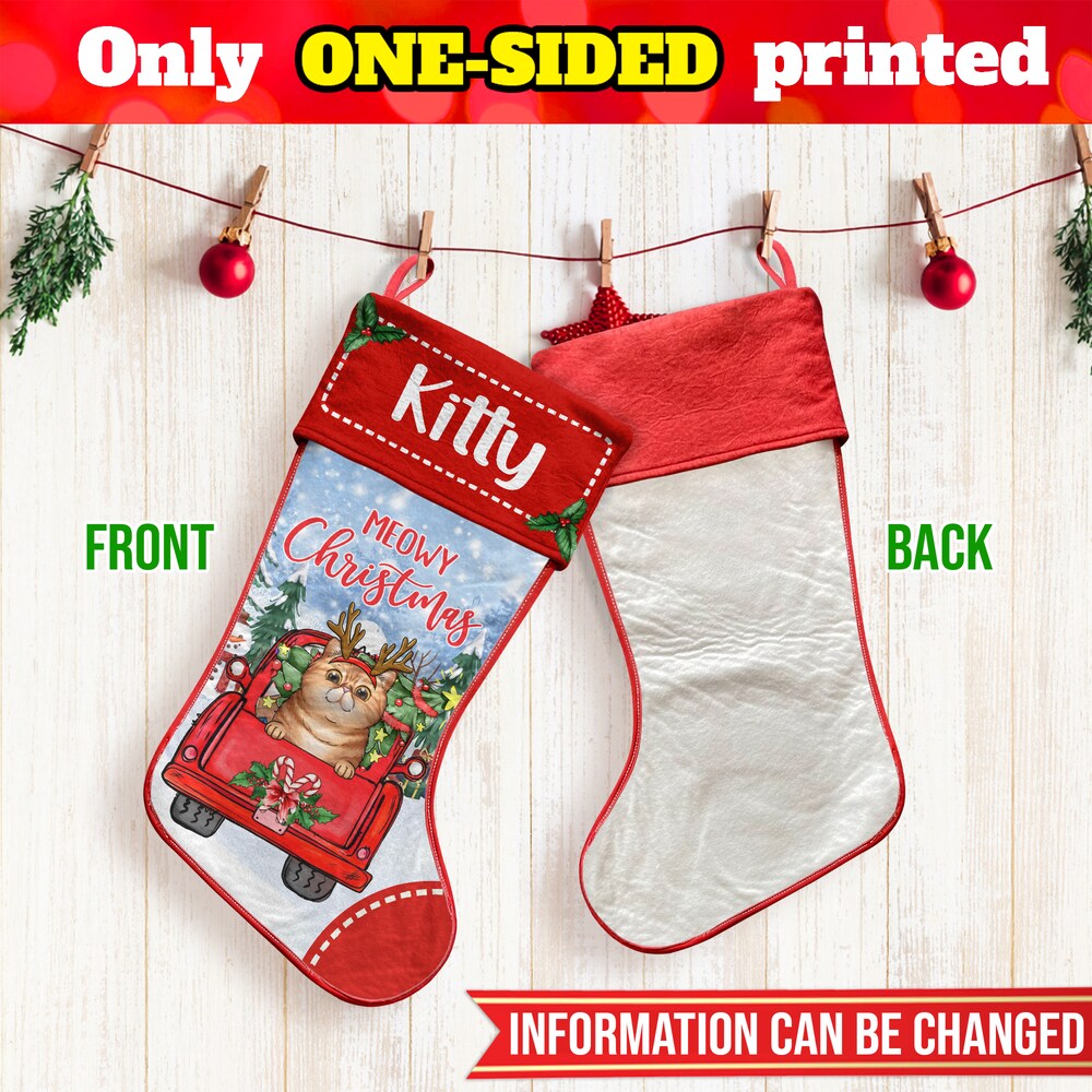 Personalized Cat Christmas Stocking Meowy Christmas
