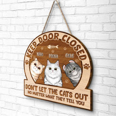 Personalized Cat Door Sign Keep Door Closed