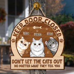 Personalized Cat Door Sign Keep Door Closed