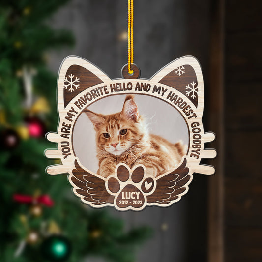 Personalized Cat Memorial Acrylic Ornament My Hardest Goodbye