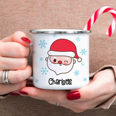 Personalized Christmas Camping Mug With Santa Claus Face Motif
