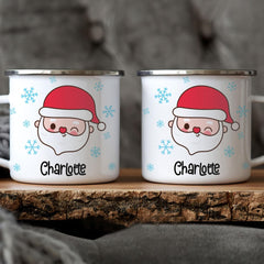 Personalized Christmas Camping Mug With Santa Claus Face Motif