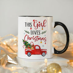 Personalized Christmas Girl Mug With Red Car Motif