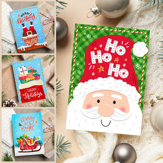 Personalized Christmas Greeting Card Decorated With Santa Claus