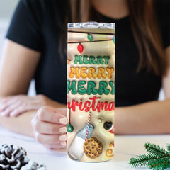 Personalized Christmas Skinny Tumbler Decorated With 3D Patterns