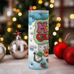 Personalized Christmas Skinny Tumbler With 3D Santa Claus Motifs