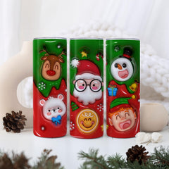 Personalized Christmas Skinny Tumbler With Many Animated Faces 3D