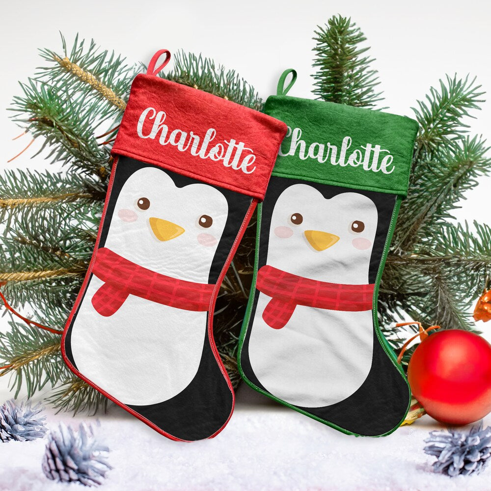 Personalized Christmas Stocking Custom Penguin