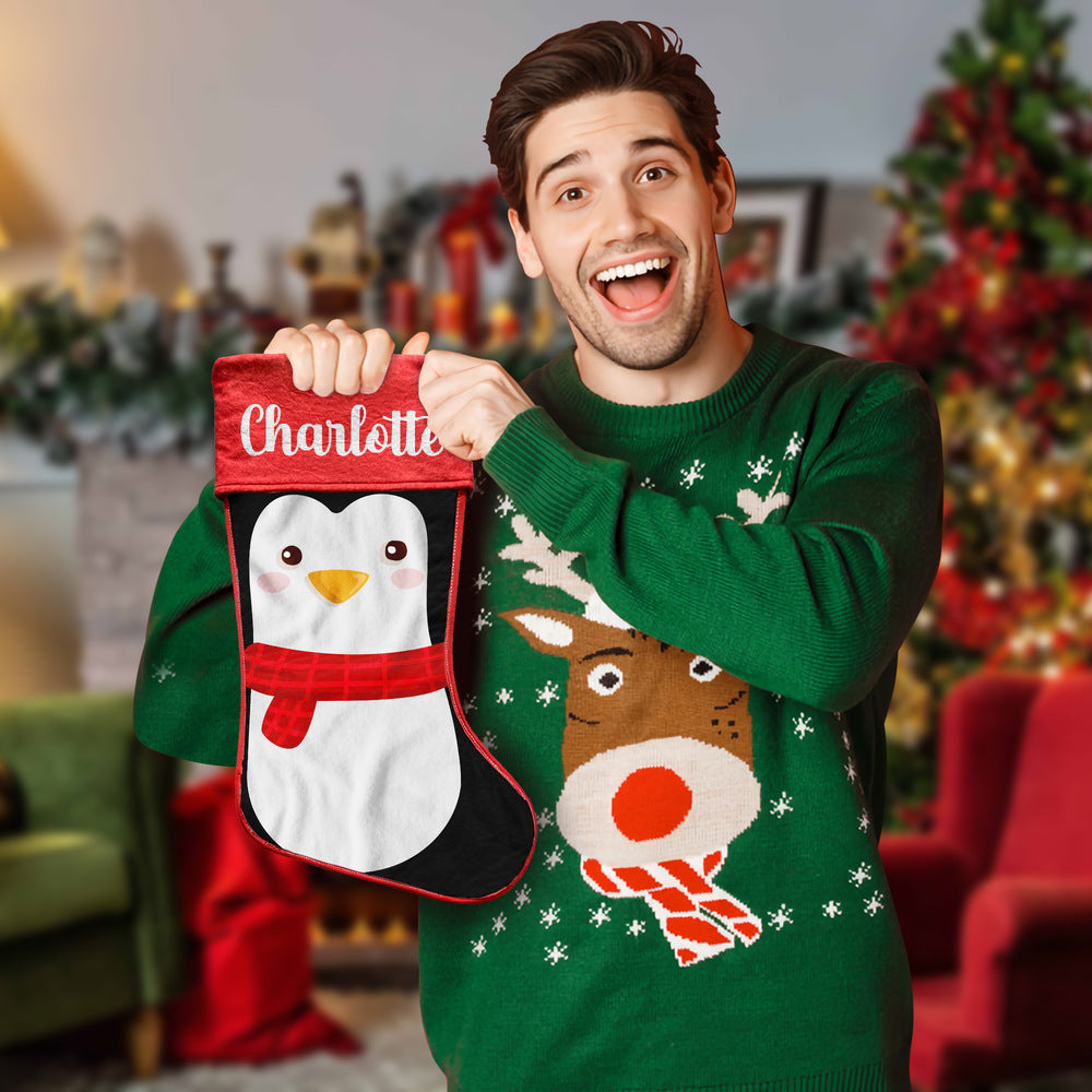 Personalized Christmas Stocking Custom Penguin
