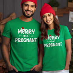 Personalized Christmas T-Shirt Merry And Pregnant