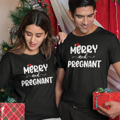 Personalized Christmas T-Shirt Merry And Pregnant
