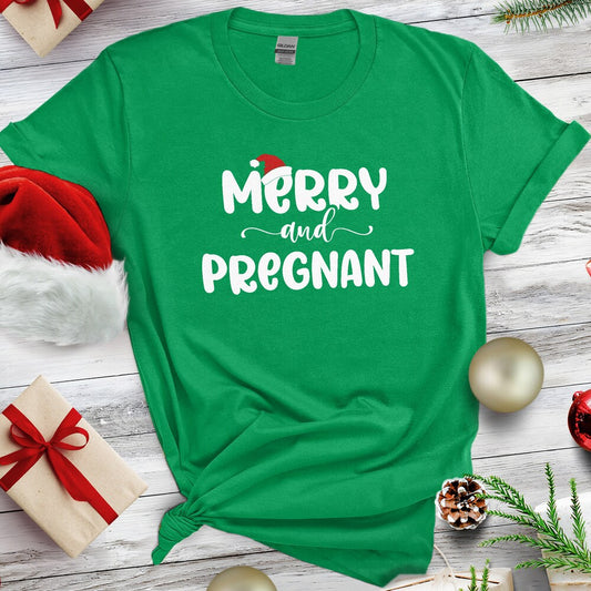 Personalized Christmas T-Shirt Merry And Pregnant