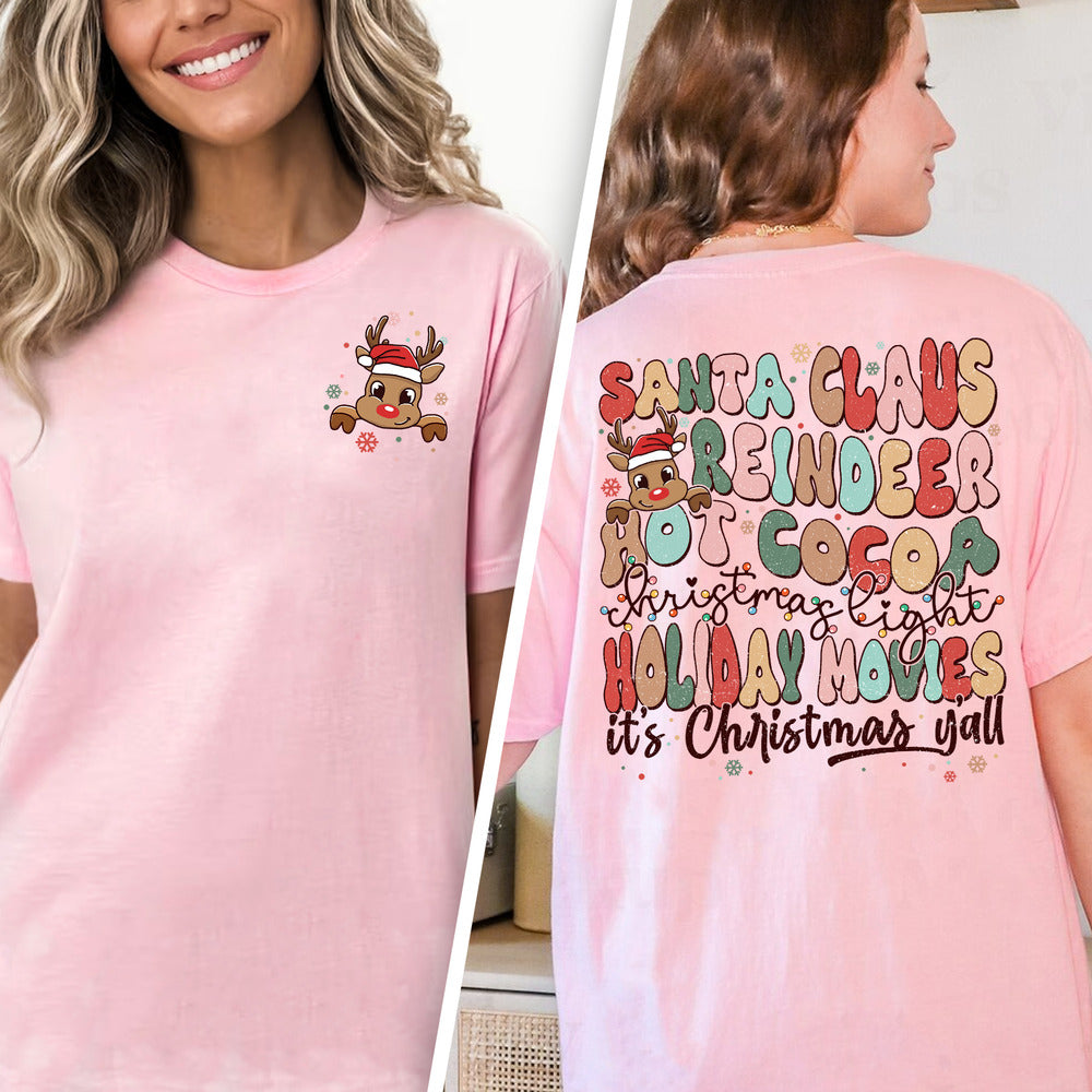 Personalized Christmas T-Shirt Santa Claus Reindeer