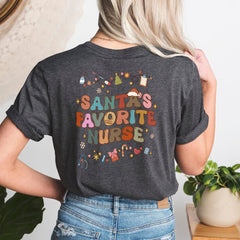 Personalized Christmas T-Shirt Santa Favorite Nurse