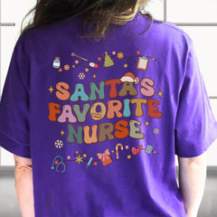 Personalized Christmas T-Shirt Santa Favorite Nurse