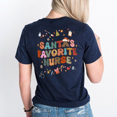Personalized Christmas T-Shirt Santa Favorite Nurse