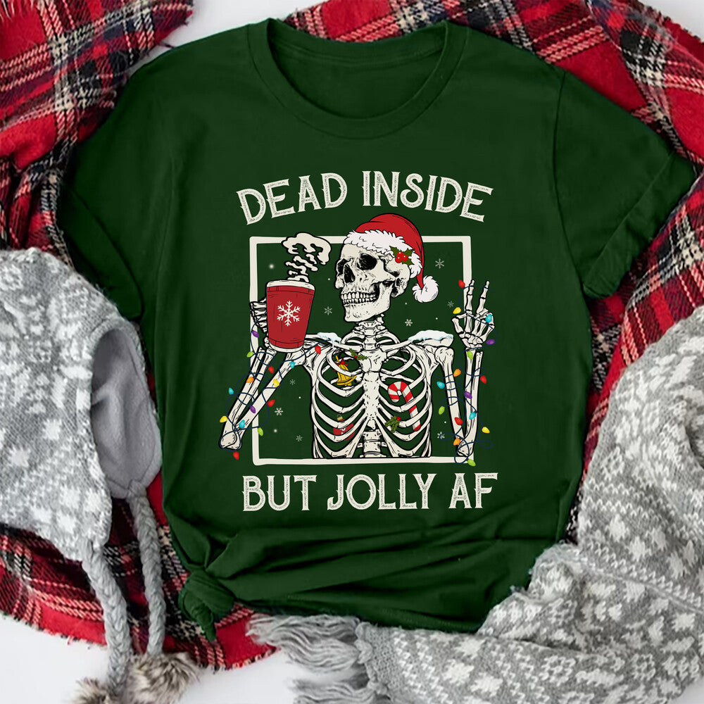Personalized Christmas T-Shirt With Skeleton Motifs