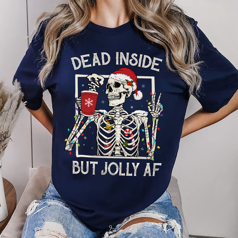 Personalized Christmas T-Shirt With Skeleton Motifs