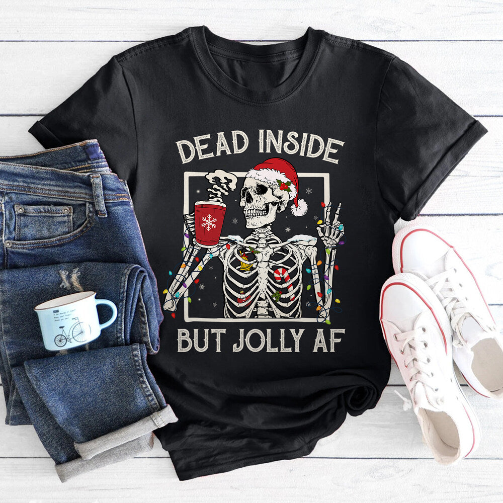 Personalized Christmas T-Shirt With Skeleton Motifs