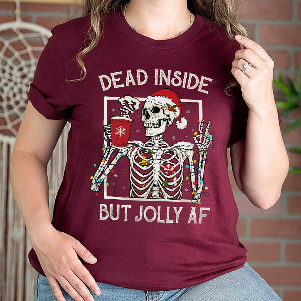 Personalized Christmas T-Shirt With Skeleton Motifs