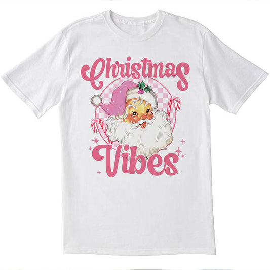 Personalized Christmas T-shirt Pink Santa Clause