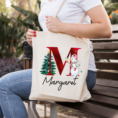 Personalized Christmas Tote Bag With Custom Name