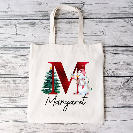 Personalized Christmas Tote Bag With Custom Name