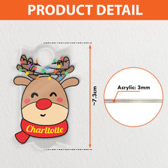 Personalized Christmas Tumbler Name Tag Decorated With Reindeer