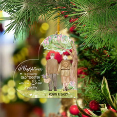 Personalized Couple Acrylic Ornament Happiness Is Growing Old Togeter