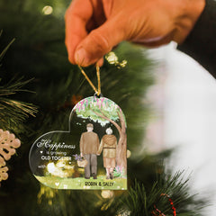 Personalized Couple Acrylic Ornament Happiness Is Growing Old Togeter