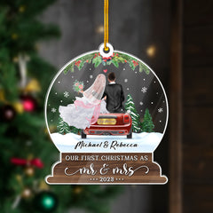 Personalized Couple Acrylic Ornament With Designs For Weddings