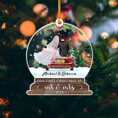 Personalized Couple Acrylic Ornament With Designs For Weddings