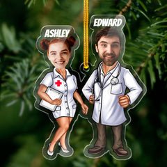 Personalized Couple Acrylic Ornament With Pictures Nurses And Doctors