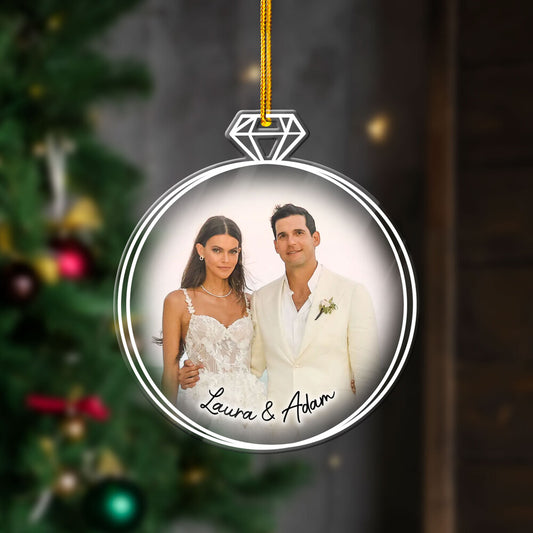 Personalized Couple Acrylic Ornament With Pictures Of Couples