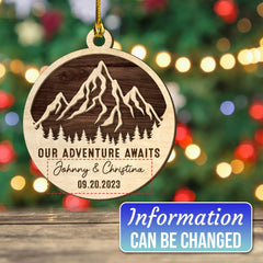 Personalized Couple Layered Wood Ornament Our Adventure Awaits
