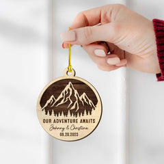 Personalized Couple Layered Wood Ornament Our Adventure Awaits