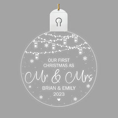 Personalized Couple Led Acrylic Ornament 1St Christmas As Mr&Mrs