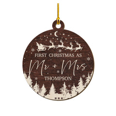 Personalized Couple Wood Ornament As Mr And Mrs