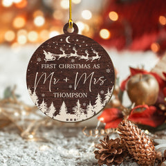 Personalized Couple Wood Ornament As Mr And Mrs