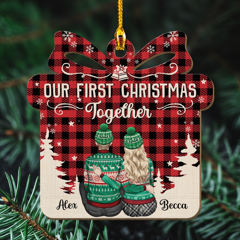 Personalized Couple Wood Ornament First Christmas Together