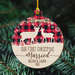 Personalized Couple Wood Ornament Happy First Christmas Together
