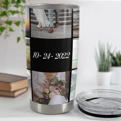 Personalized Custom Photo Tumbler For Couple Picture Collage