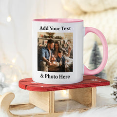 Personalized Custom Text + Photo Mug With Family Pictures