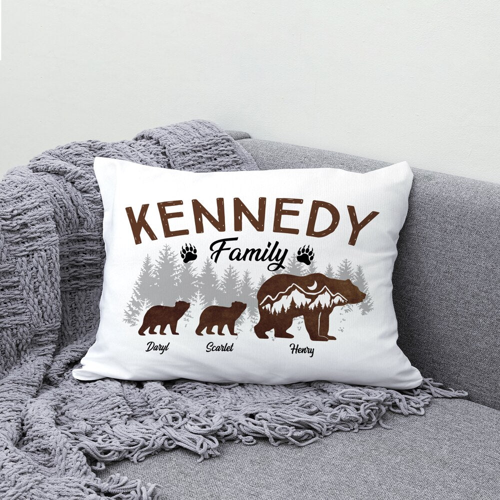 "We Are A Family" on a Personalized Dad Pillow, a sentimental Fathers Day gift from son.