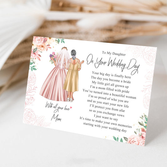 Personalized Daughter Greeting Card On your Wedding day