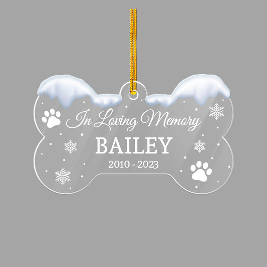 Personalized Dog Memorial Acrylic Ornament With Christmas Motifs