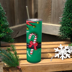 Personalized Elf Skinny Tumbler Decorated With 3D Christmas Images